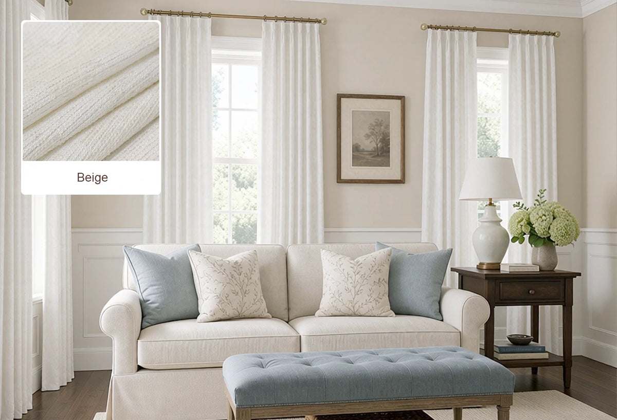 Beige Lucas curtain fabric swatch