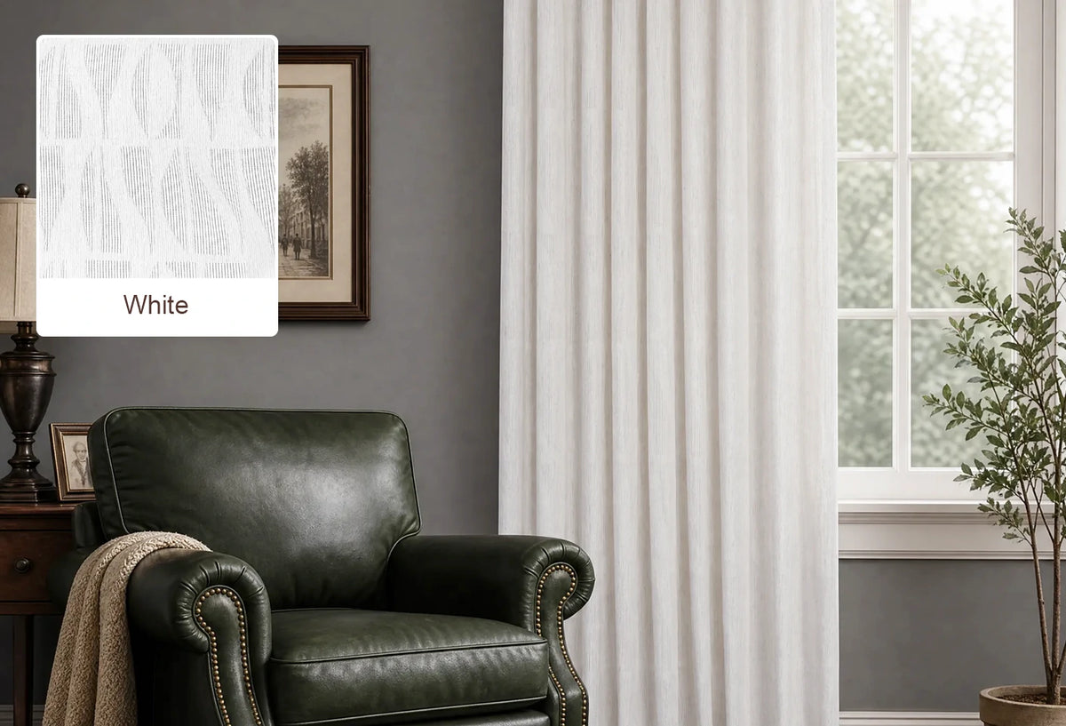 Pure white Ayla sheer curtain fabric swatch