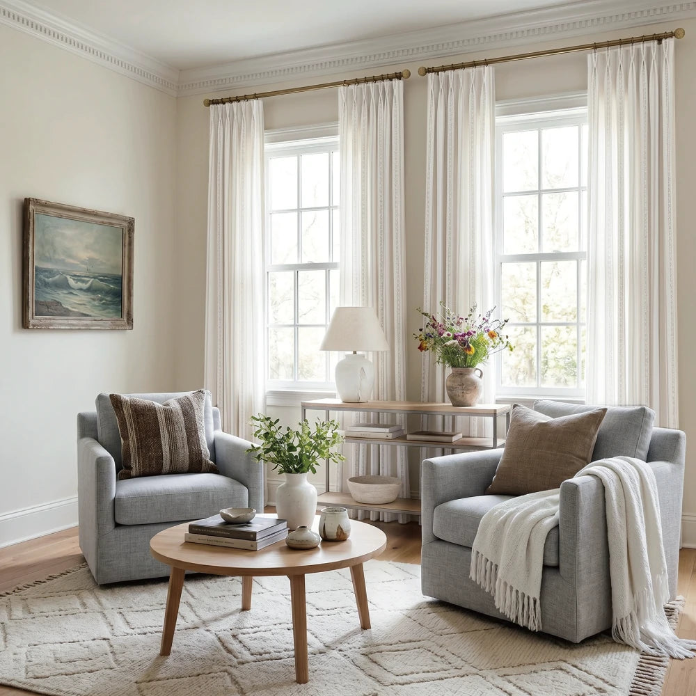Soft cotton-like Lucas curtain fabric