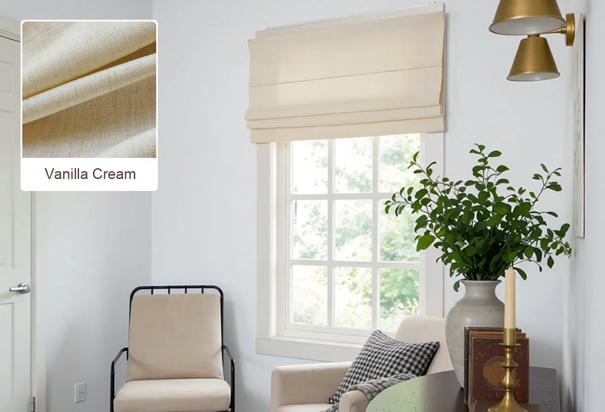 Vanilla Cream Jasper Roman shade fabric