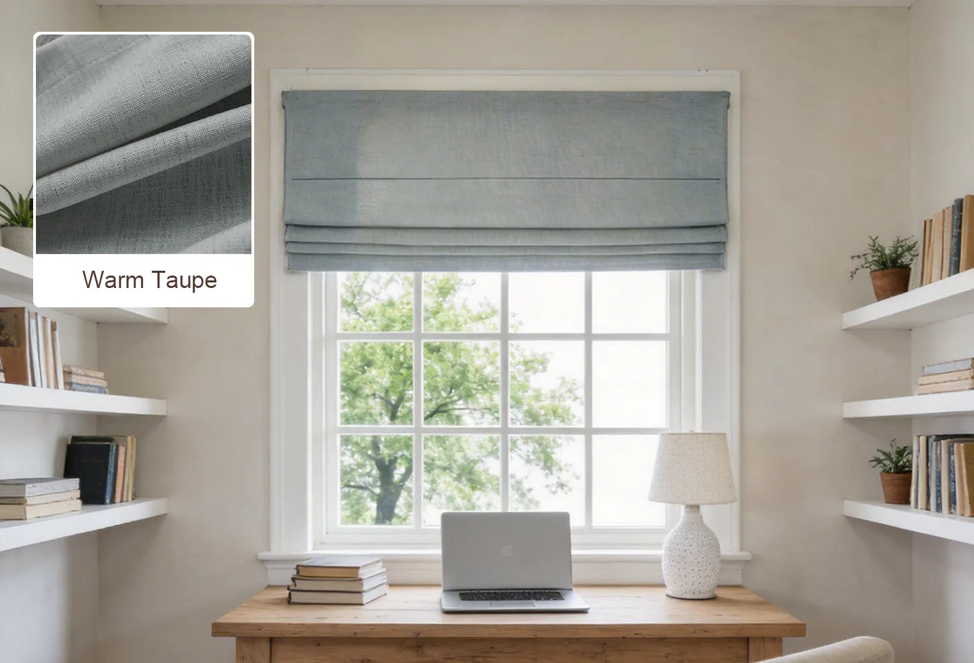 Misty Gray Jasper Roman shade fabric