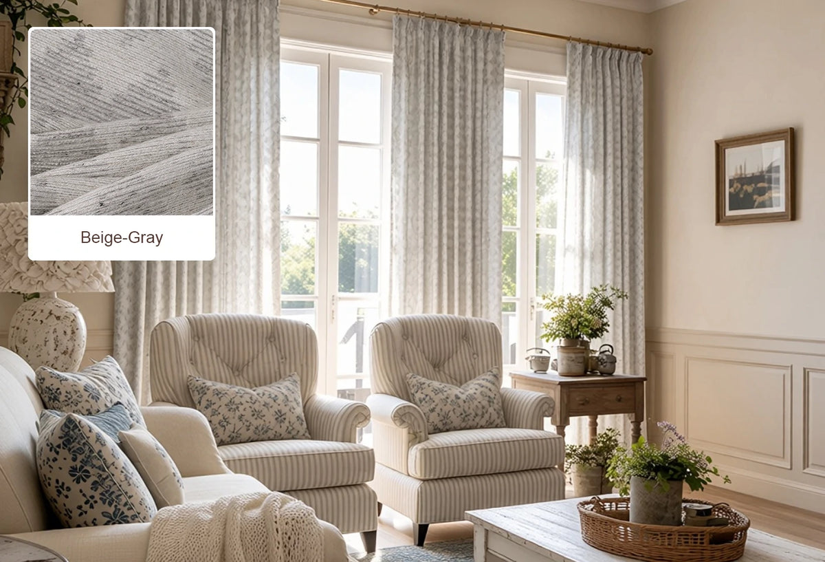 Light Brown Lucas curtain fabric swatch