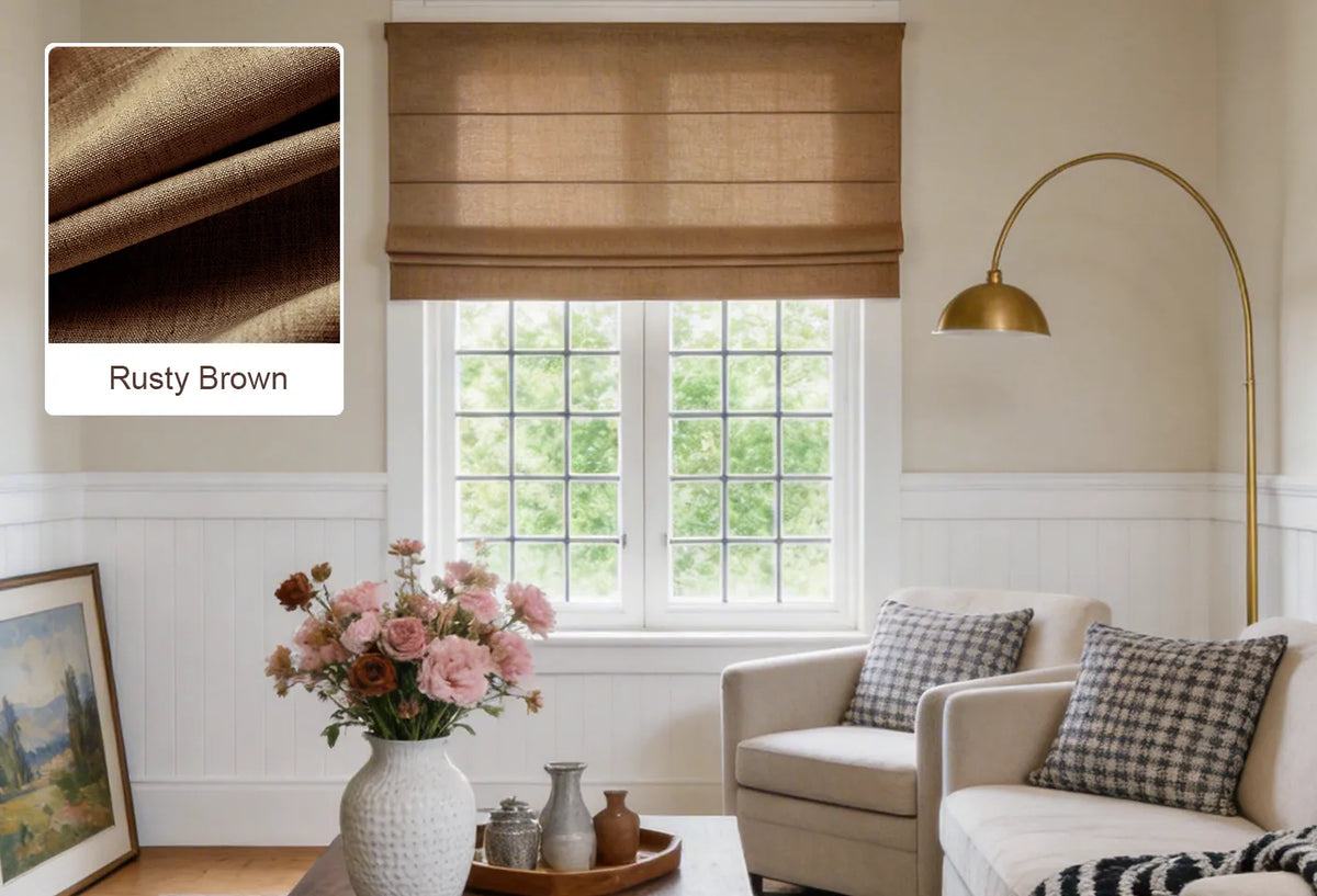 Rusty Brown Jasper Roman shade fabric