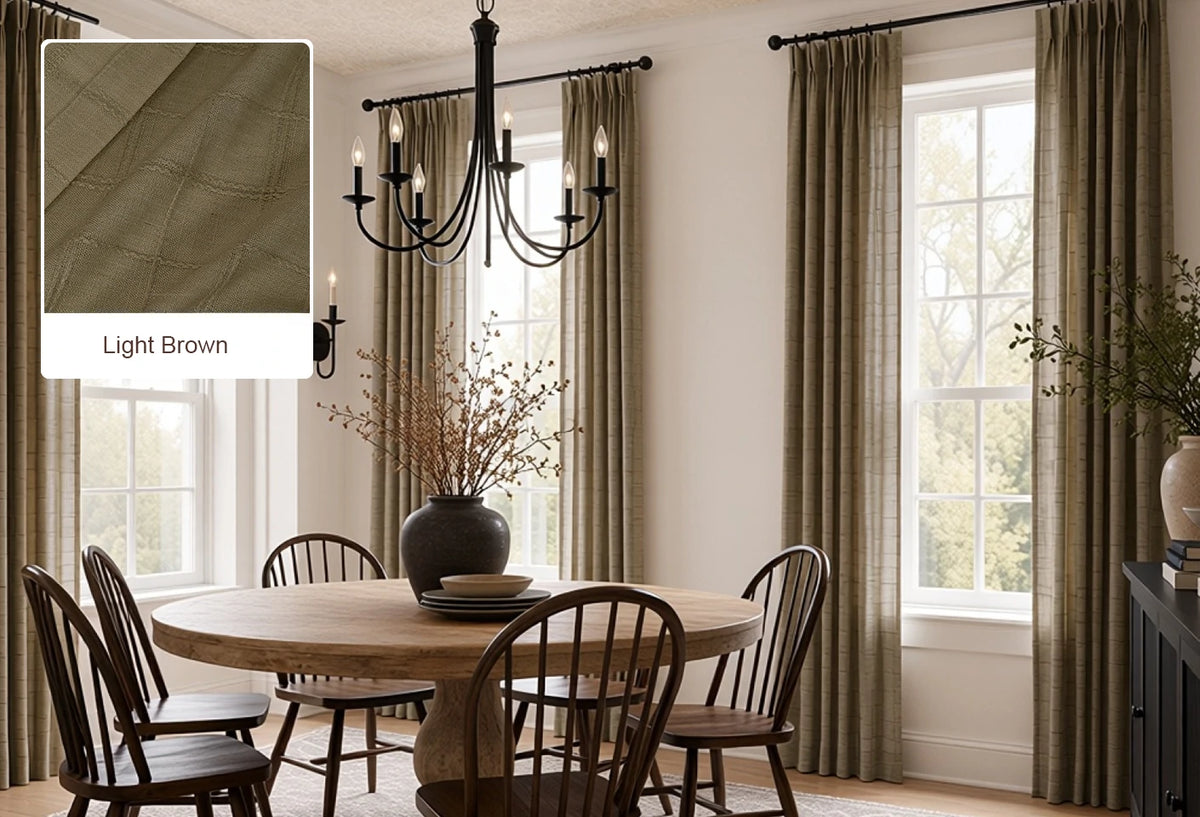 Light Brown Lucas curtain fabric swatch