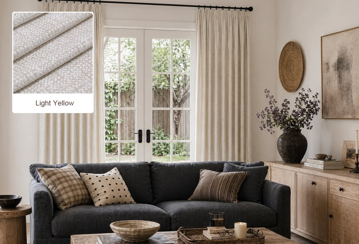 Light Brown Lucas curtain fabric swatch
