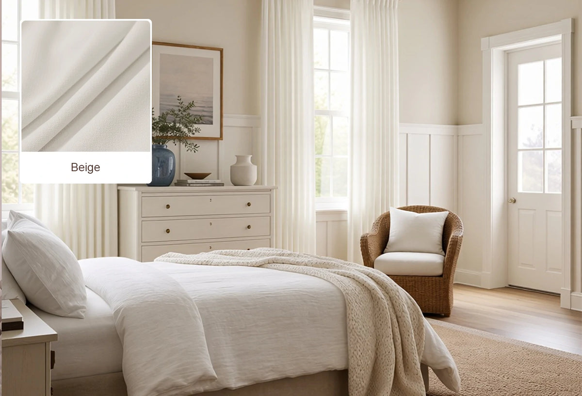 Beige Lucas curtain fabric swatch
