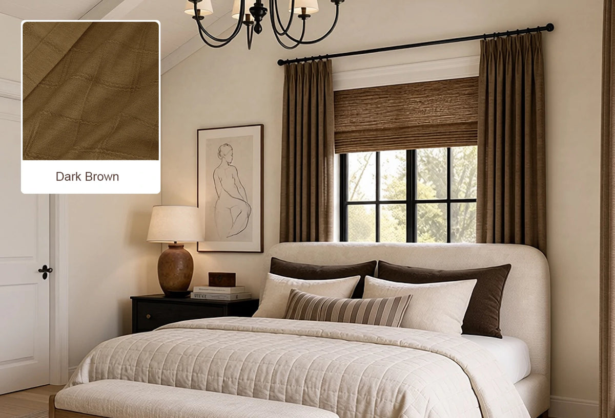 Light Brown Lucas curtain fabric swatch