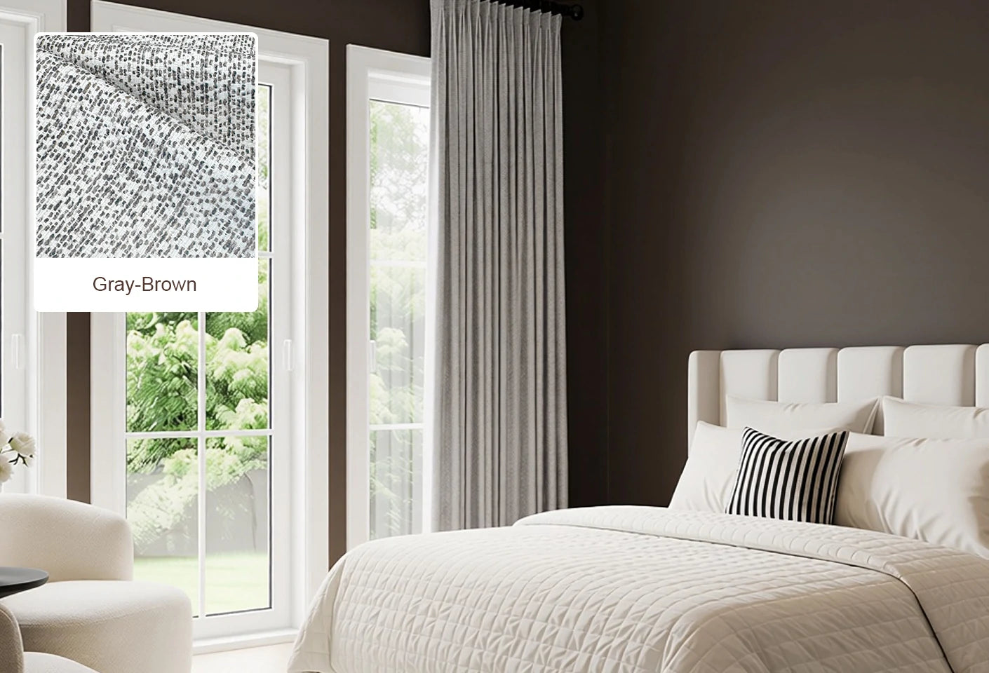 Light Brown Lucas curtain fabric swatch