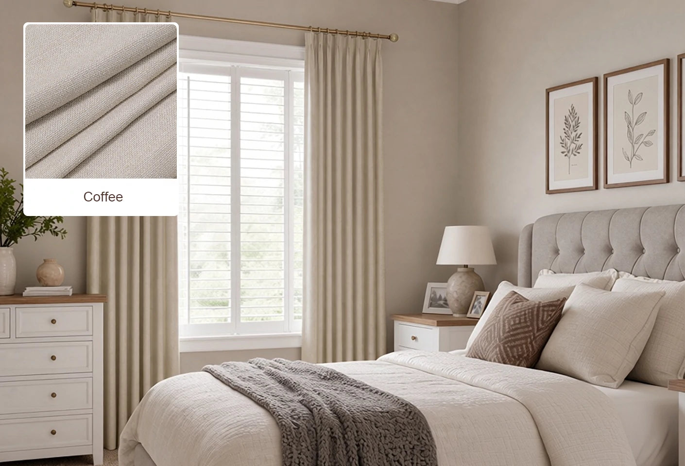 Beige Lucas curtain fabric swatch