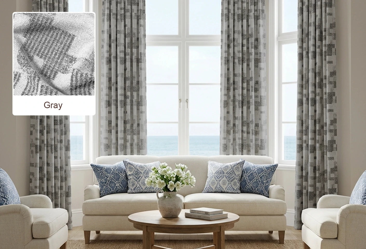 Light Brown Lucas curtain fabric swatch