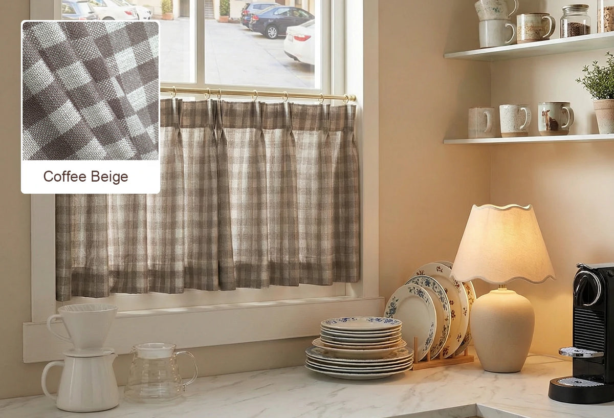 Coffee Beige Simon cafe curtain fabric
