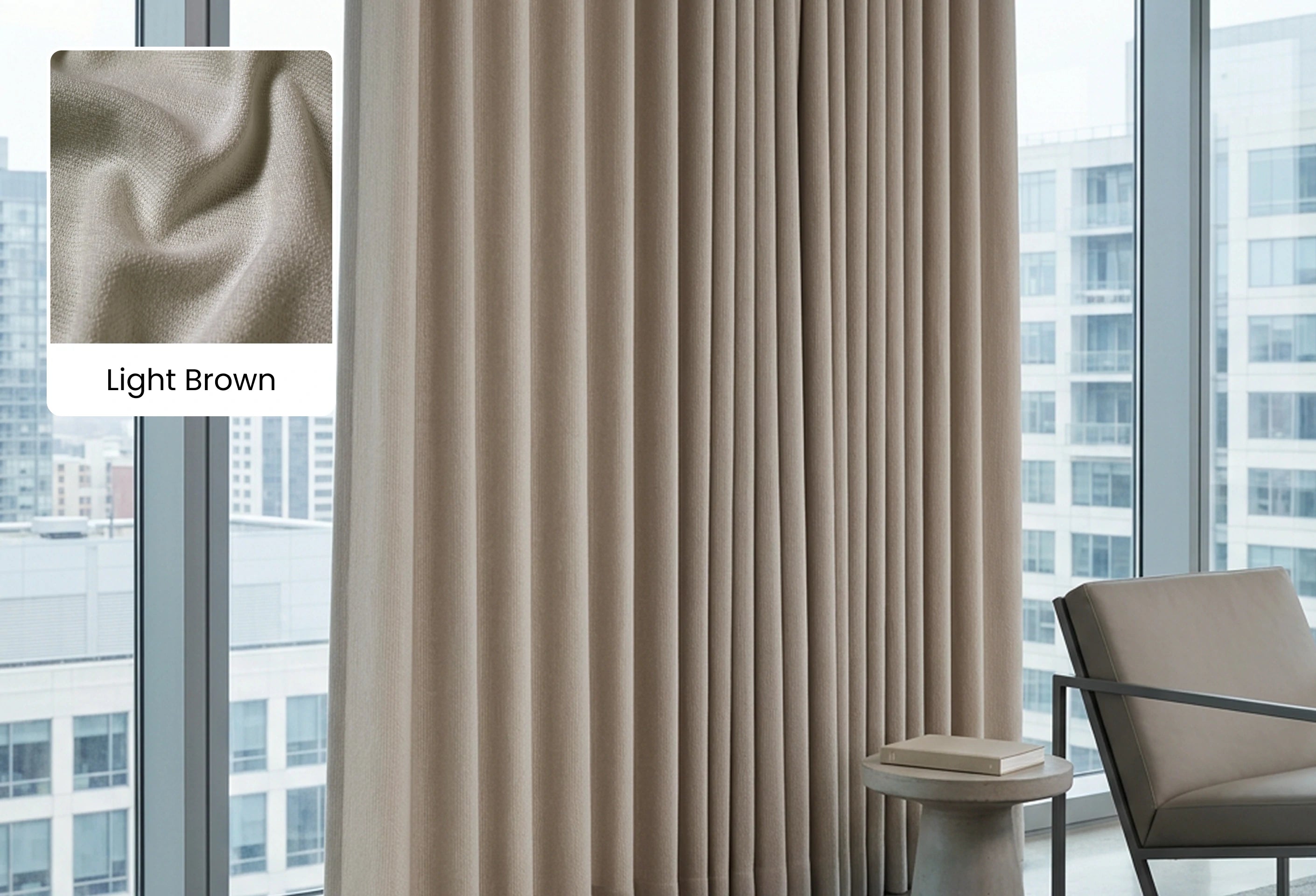 Light Brown Lucas curtain fabric swatch