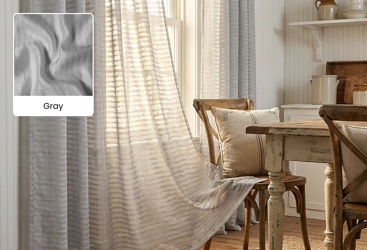 Beige Lucas curtain fabric swatch