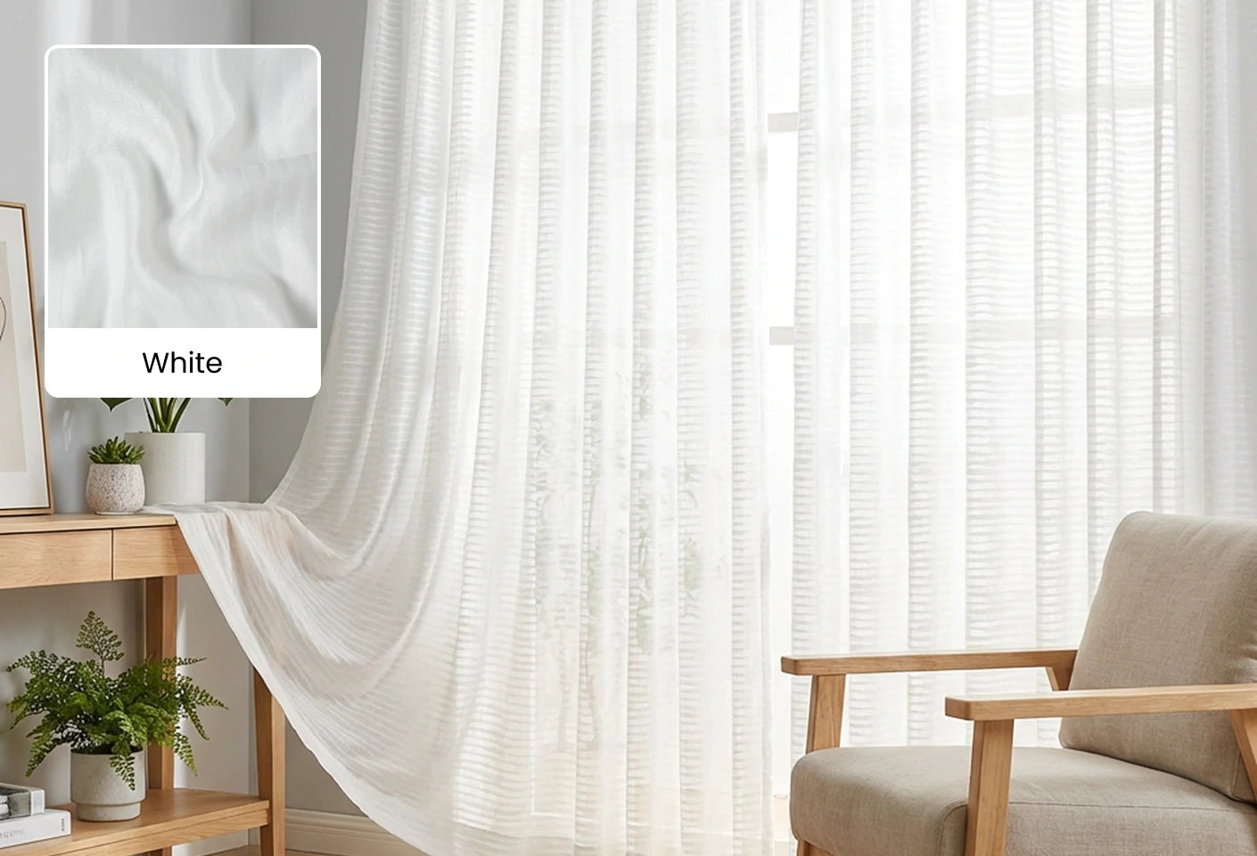 Beige Lucas curtain fabric swatch