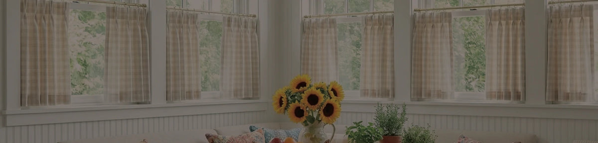 Elegant semi sheer cafe curtains in a bright room