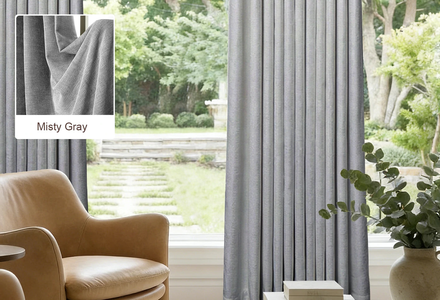 Light Brown Lucas curtain fabric swatch