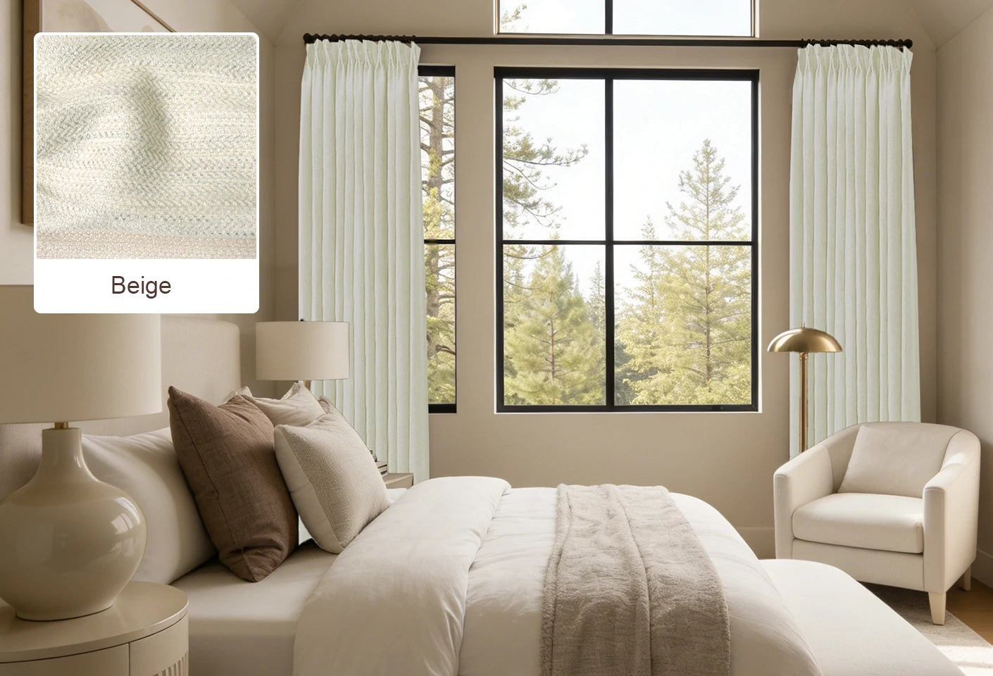 Beige Lucas curtain fabric swatch