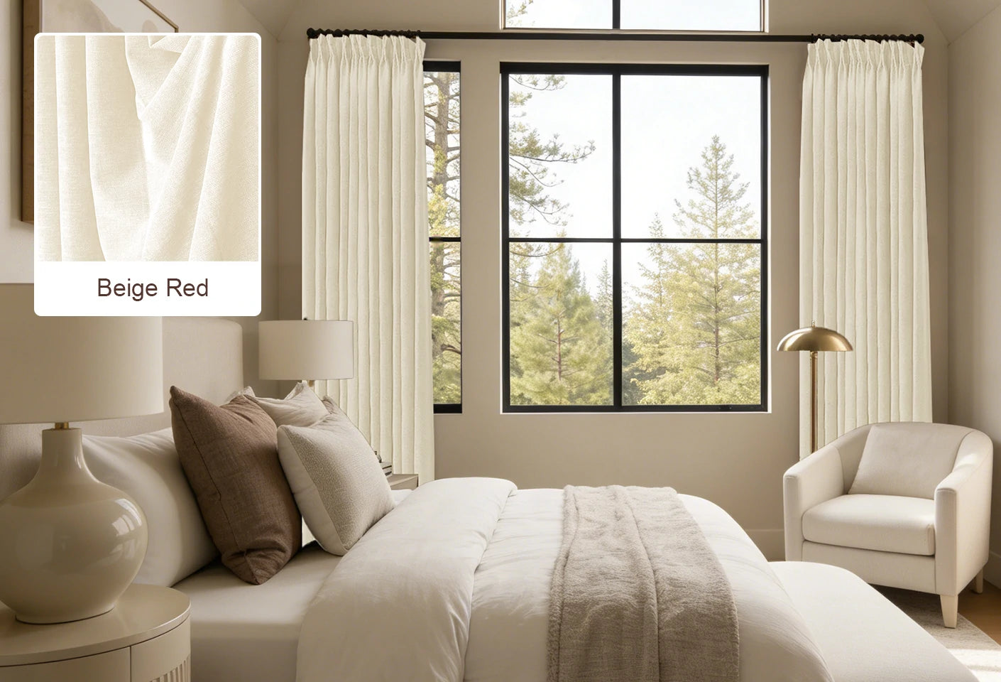 Light Brown Lucas curtain fabric swatch