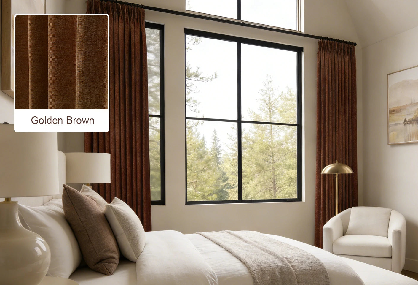 Light Brown Lucas curtain fabric swatch