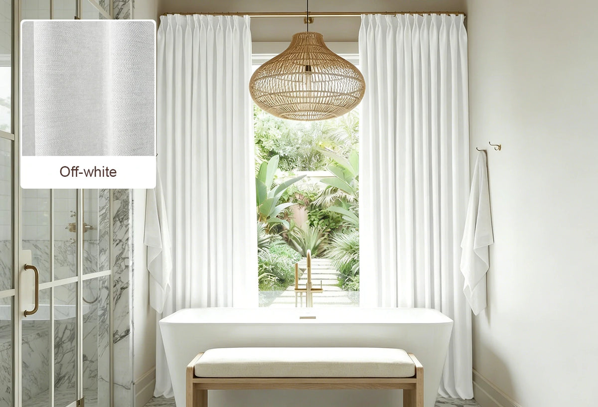 Pure White Lucas curtain fabric swatch