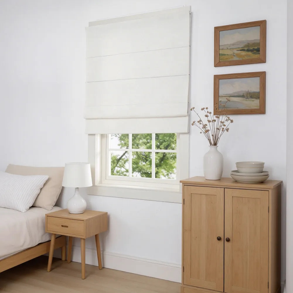 Taupe Orion Roman shade in a modern interior